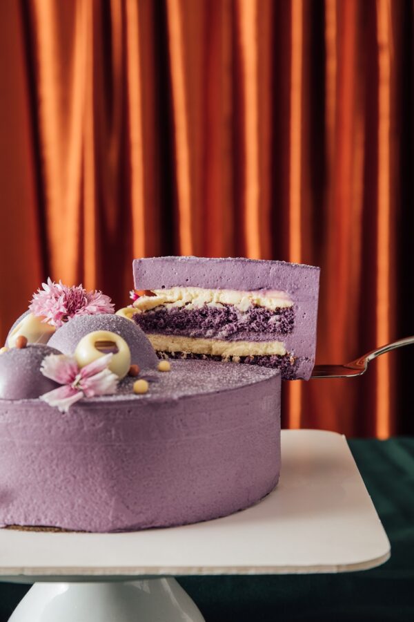 Ube Cheesecake slices