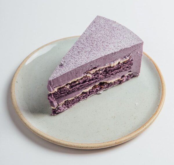 Ube Cheesecake slice served on a plate