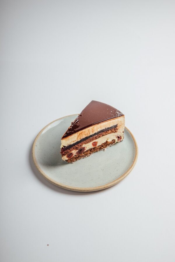 Black Forest cake slice served on a plate