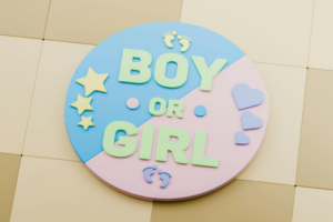A sign that says "Boy or Girl" on the side of a building.