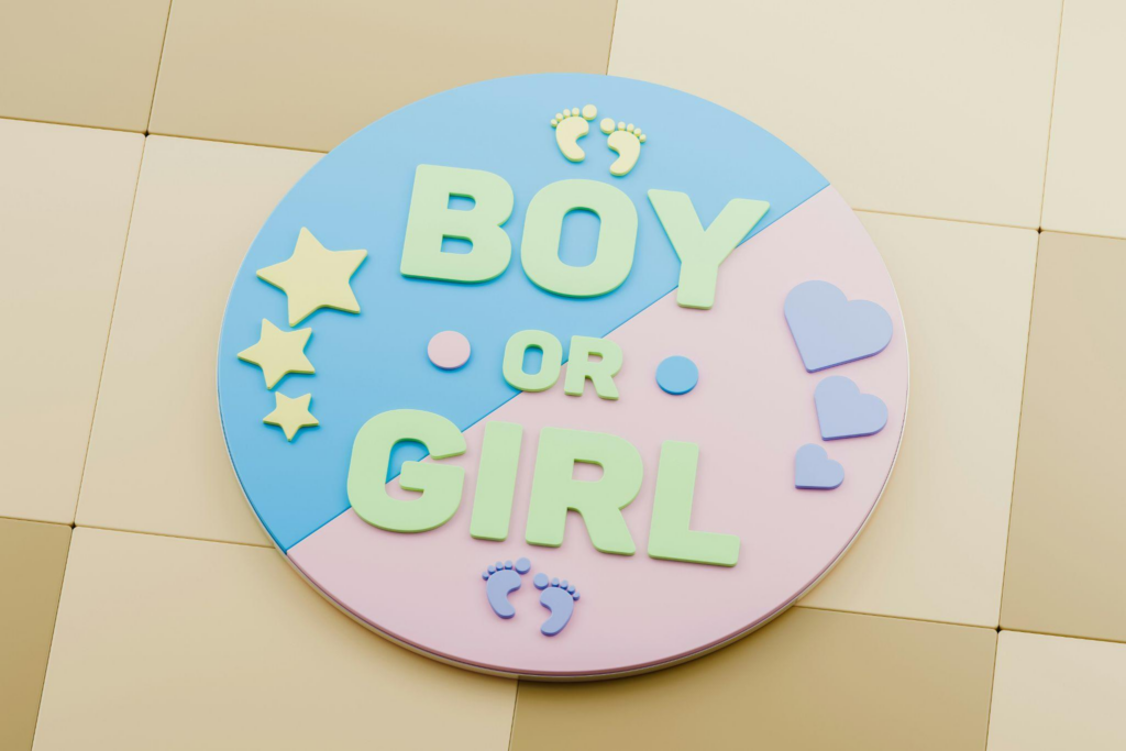 A sign that says "Boy or Girl" on the side of a building.