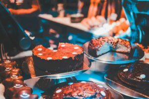 Food photography of baked cake