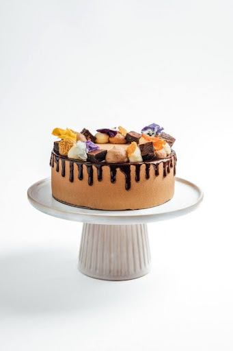 Milk Chocolate Orange Cake with white background